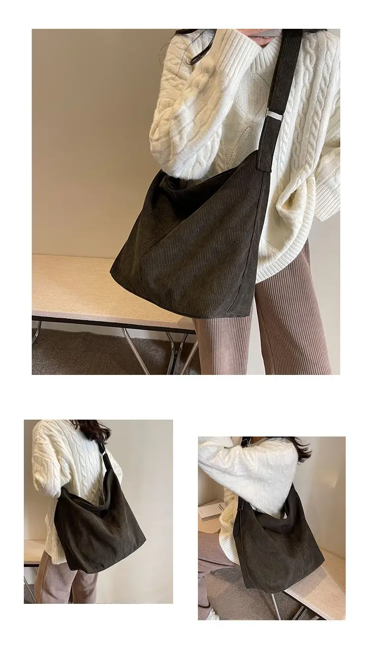 Women's Large Tan Corduroy Shoulder Bag — feature 13