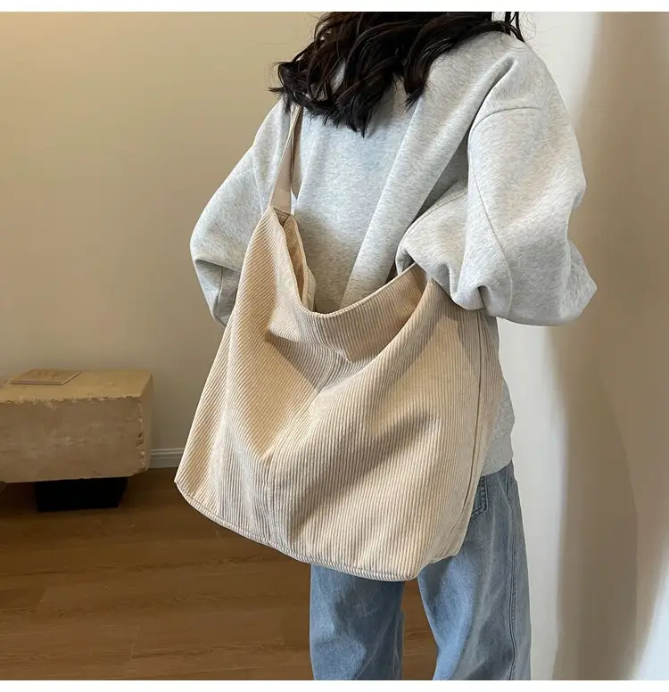 Women's Large Tan Corduroy Shoulder Bag — feature 15