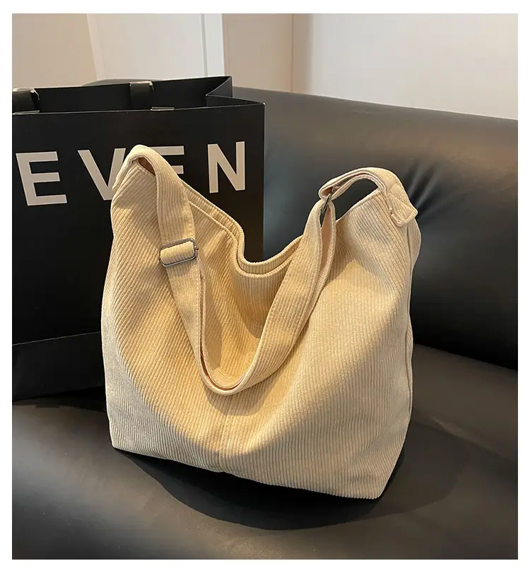 Women's Large Tan Corduroy Shoulder Bag — feature 2