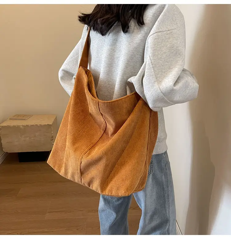 Women's Large Tan Corduroy Shoulder Bag — feature 20