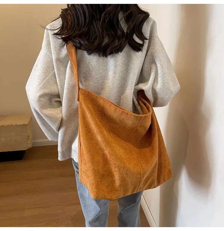 Women's Large Tan Corduroy Shoulder Bag — feature 21