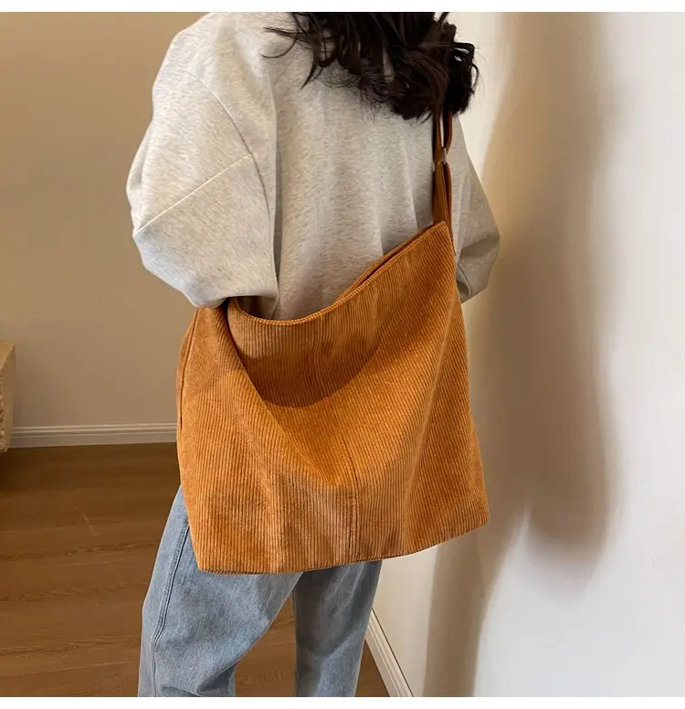 Women's Large Tan Corduroy Shoulder Bag — feature 23