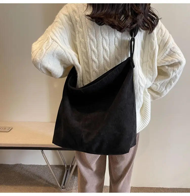 Women's Large Tan Corduroy Shoulder Bag — feature 26
