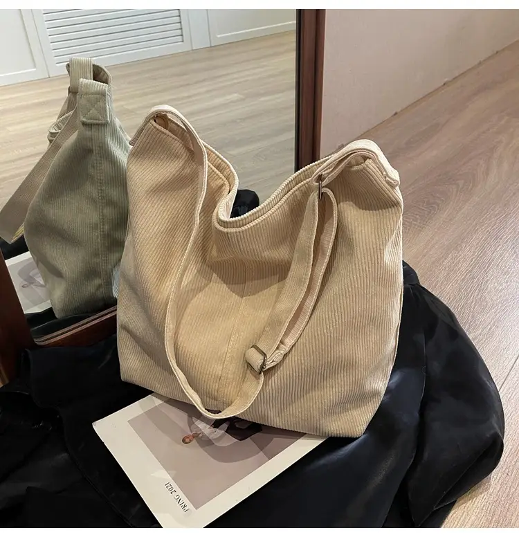 Women's Large Tan Corduroy Shoulder Bag — feature 32