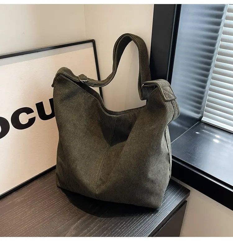 Women's Large Tan Corduroy Shoulder Bag — feature 33