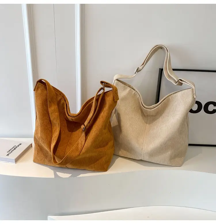 Women's Large Tan Corduroy Shoulder Bag — feature 37
