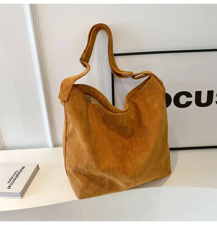 Women's Large Tan Corduroy Shoulder Bag — feature 41