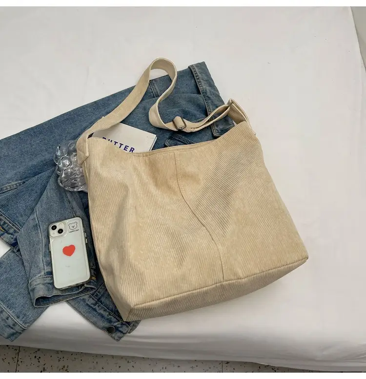 Women's Large Tan Corduroy Shoulder Bag — feature 47