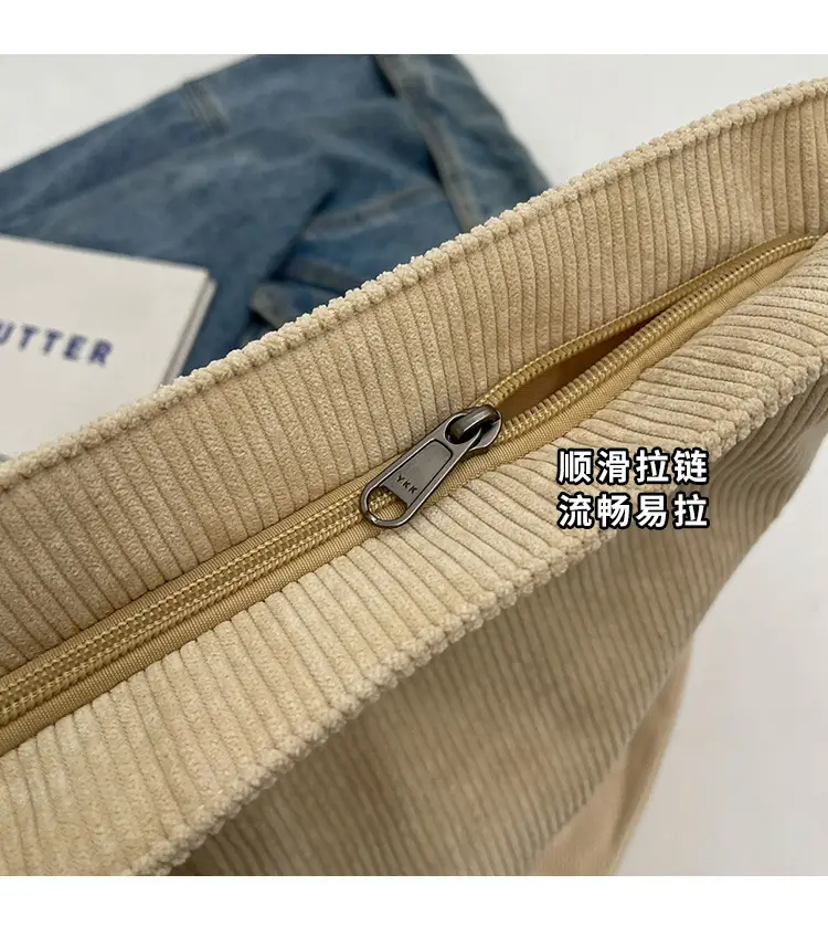 Women's Large Tan Corduroy Shoulder Bag — feature 5