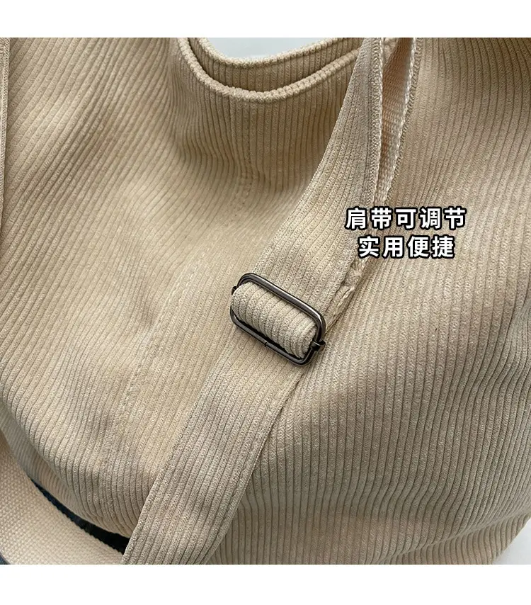 Women's Large Tan Corduroy Shoulder Bag — feature 6