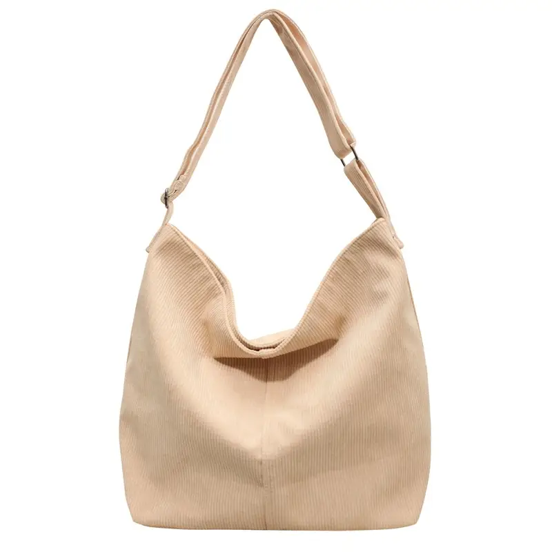Women's Large Tan Corduroy Shoulder Bag - Image 3