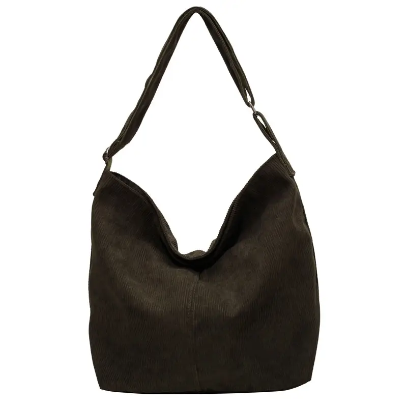 Women's Large Tan Corduroy Shoulder Bag - Image 4