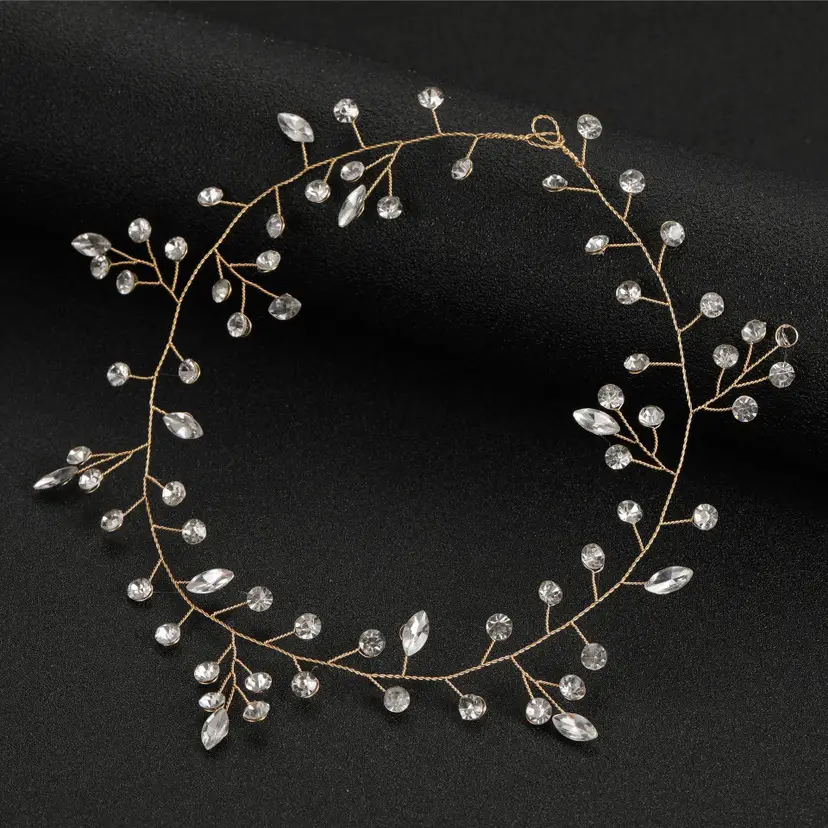 European & American Cross-Country Handmade Glass Diamond Headband - Image 2
