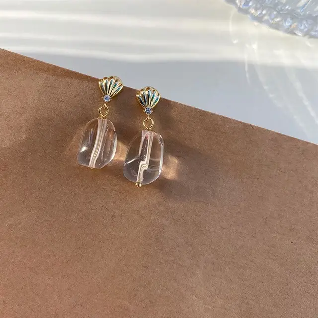 Natural White Crystal Earrings Niche Design - Image 5