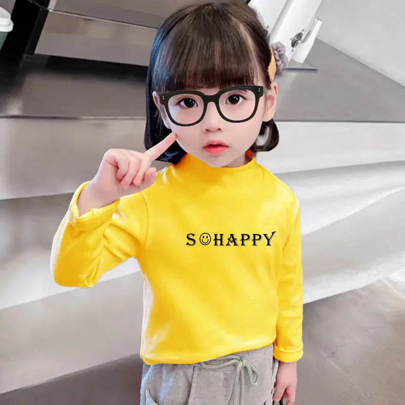 Girls Velvet Turtleneck Shirt with "SCHAPPY" Print 2023 Winter - Image 4