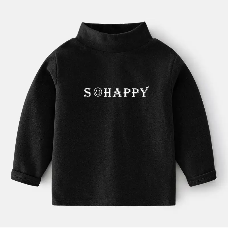 Girls Velvet Turtleneck Shirt with "SCHAPPY" Print 2023 Winter - Image 6