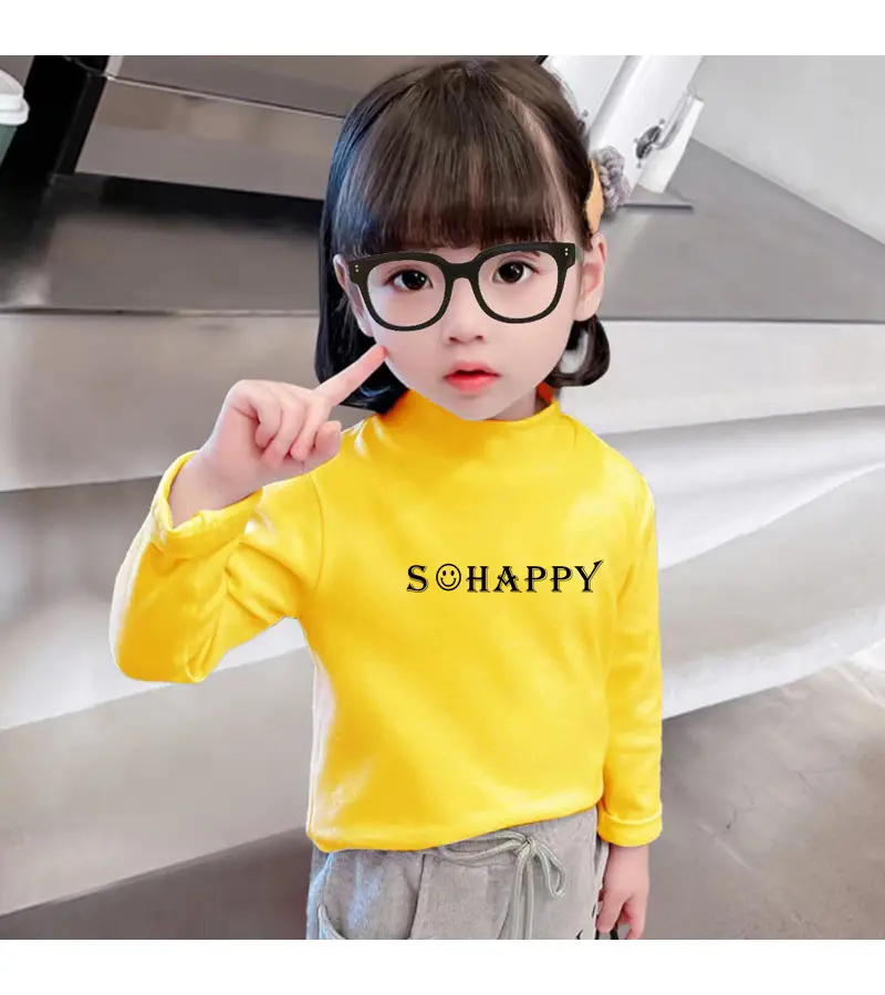 Girls Velvet Turtleneck Shirt with "SCHAPPY" Print 2023 Winter — feature 11