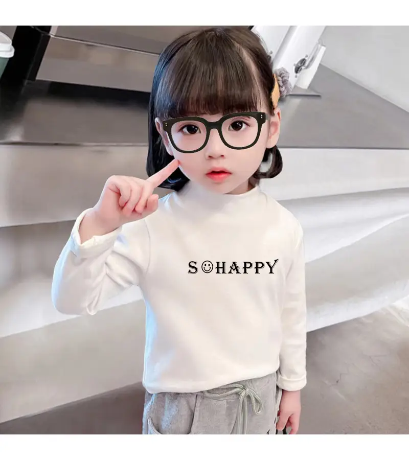 Girls Velvet Turtleneck Shirt with "SCHAPPY" Print 2023 Winter — feature 8
