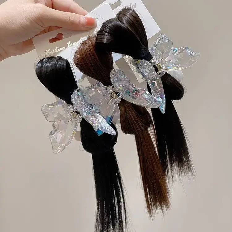 Butterfly Clip Ponytail Hairpin Light Brown Women