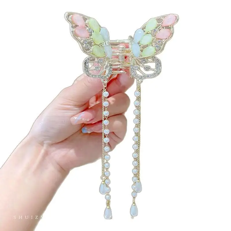 Elegant Butterfly Hairpin with Pearl Tassel for Women - Image 19