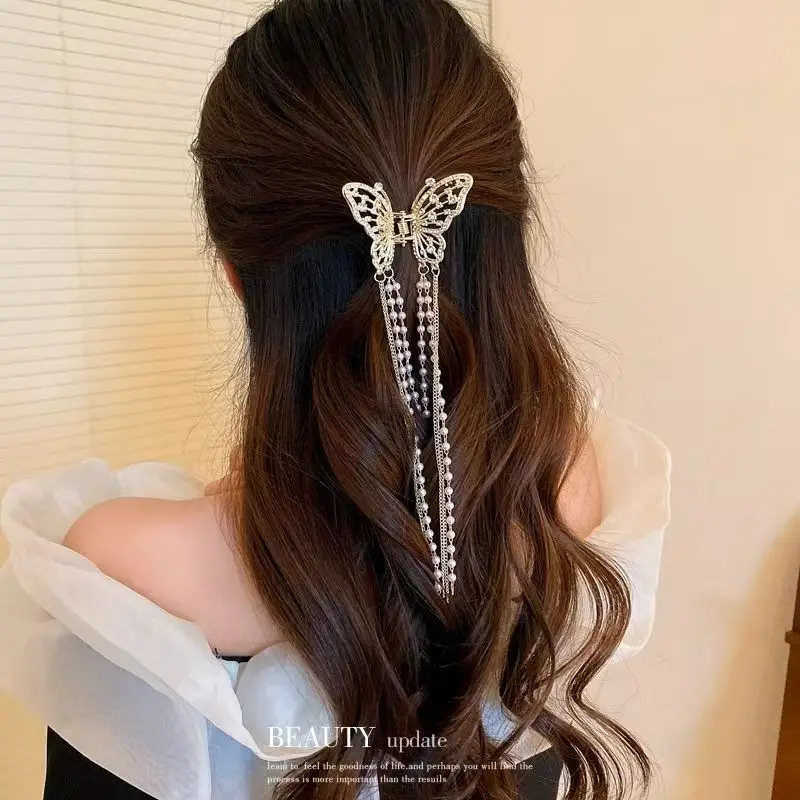 Elegant Butterfly Hairpin with Pearl Tassel for Women — feature 6