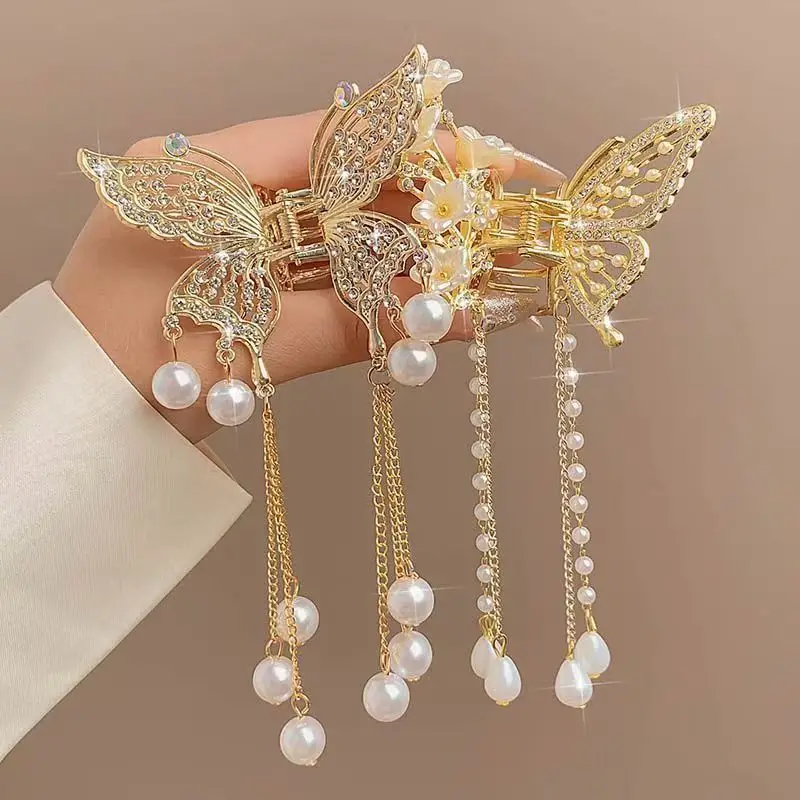 Elegant Butterfly Hairpin with Pearl Tassel for Women — feature 9
