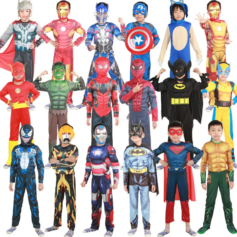 Halloween black bat Iron Man A spider muscle suit children's clothing Avengers Spider-Man cosplay — feature 1