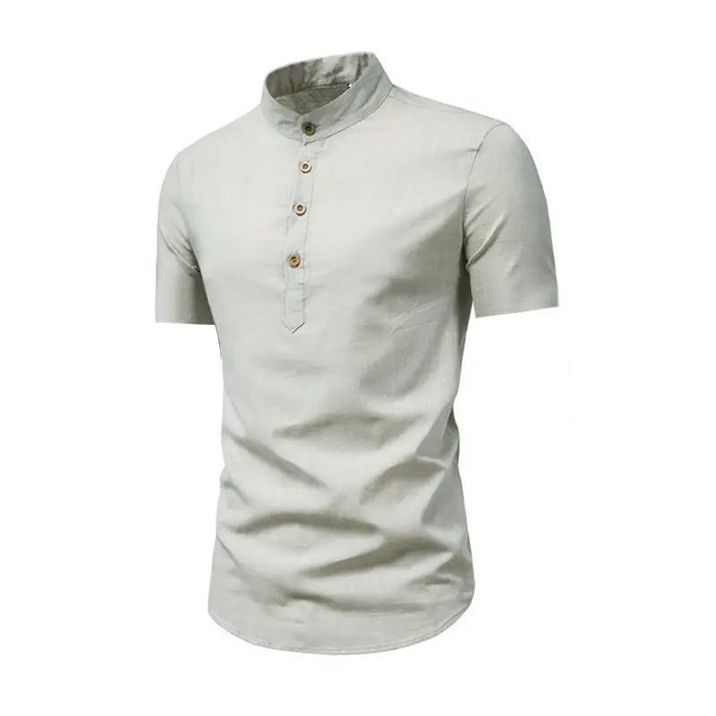 Men's White Slim Fit Button Collar Shirt - Image 5