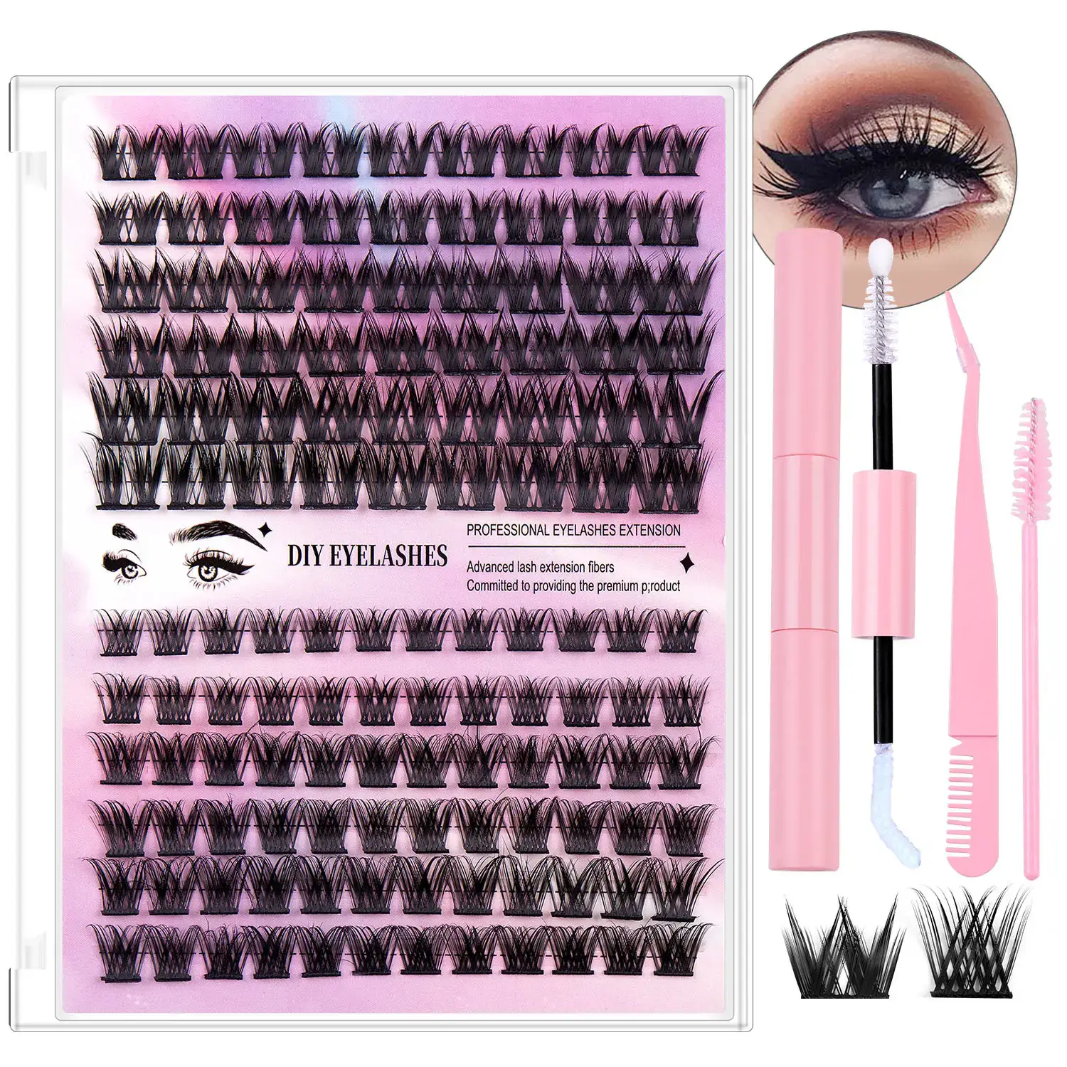 12-Row DIY Eyelash Set with D&K True Eyeliner - Image 16