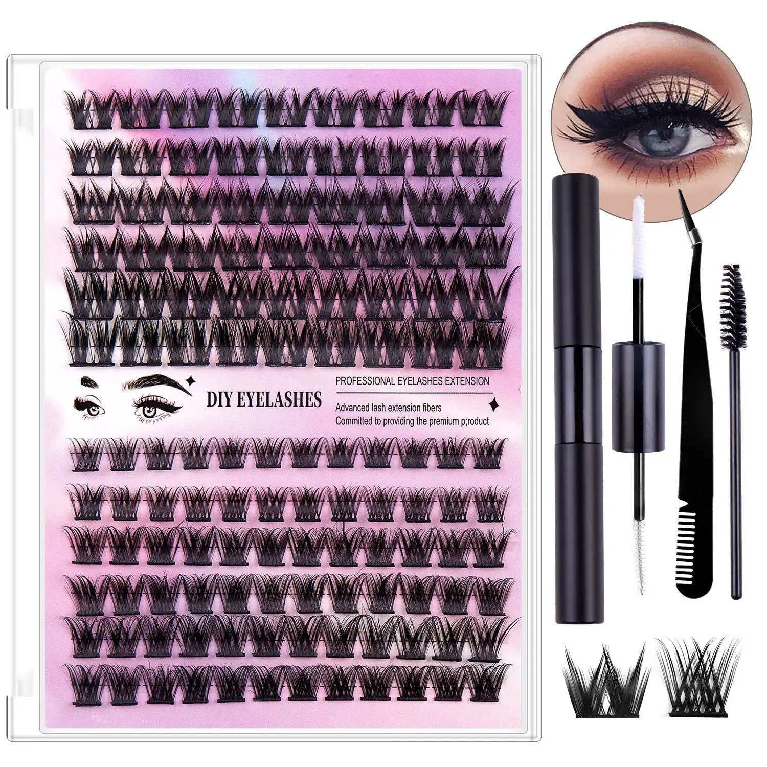 12-Row DIY Eyelash Set with D&K True Eyeliner - Image 17