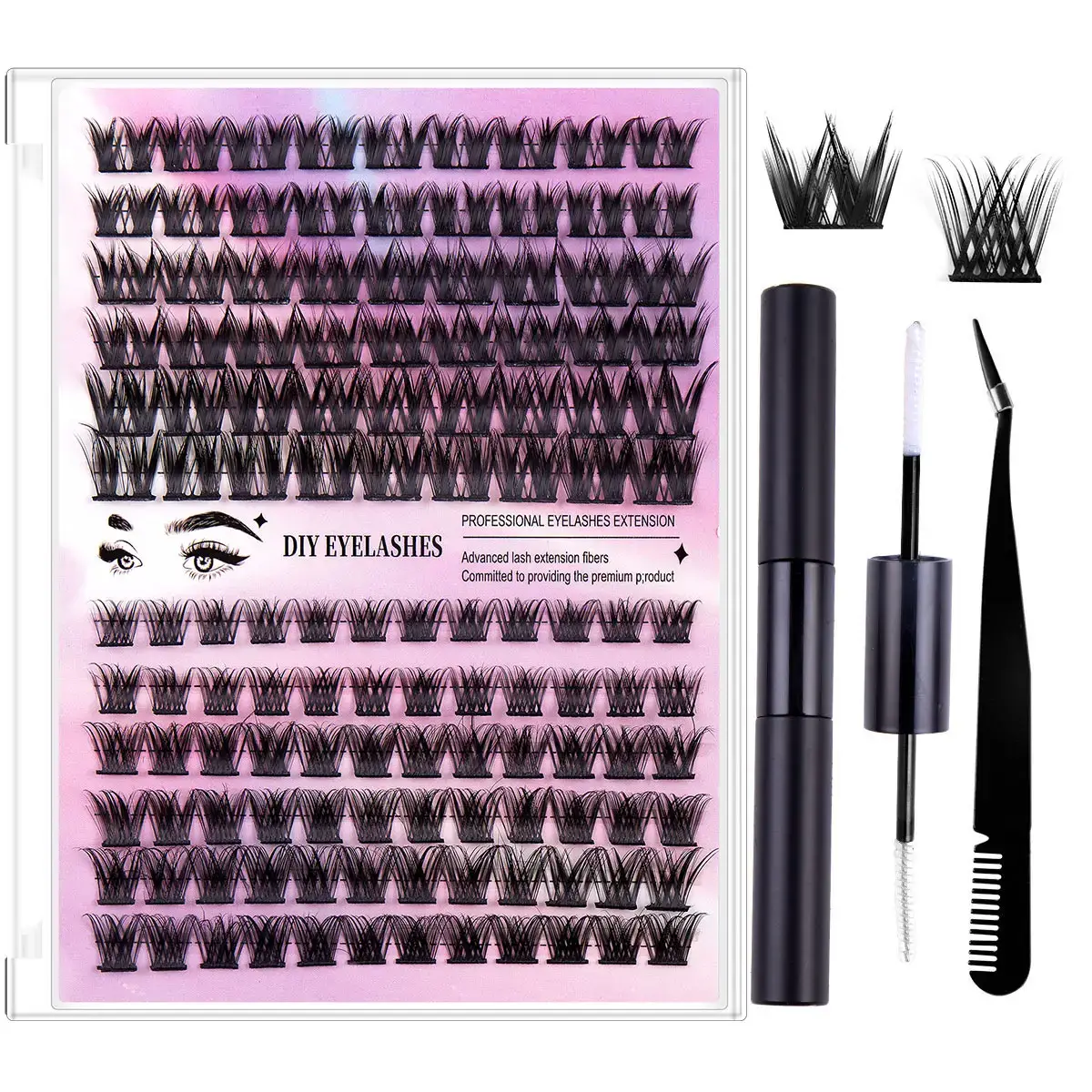 12-Row DIY Eyelash Set with D&K True Eyeliner - Image 10