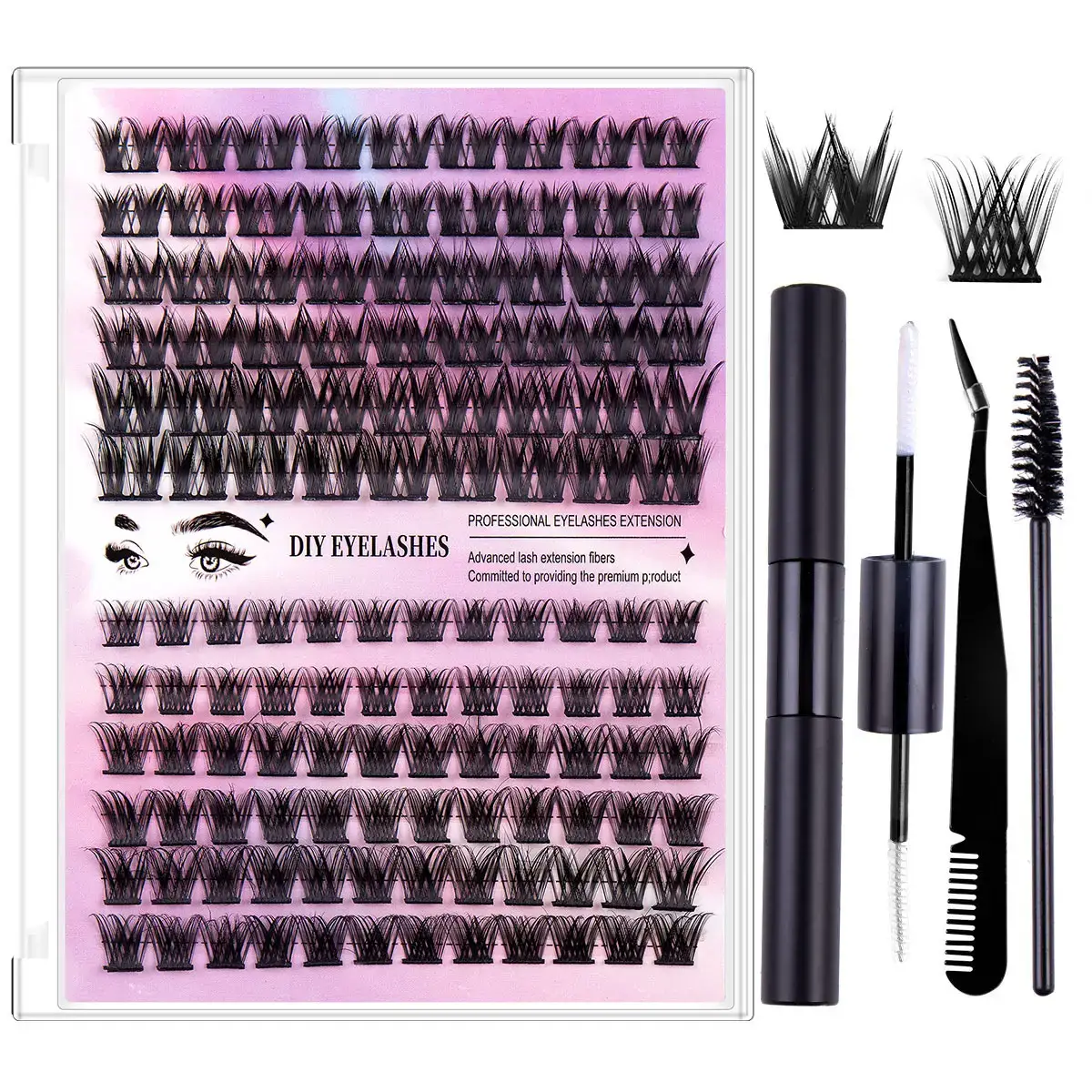 12-Row DIY Eyelash Set with D&K True Eyeliner - Image 11