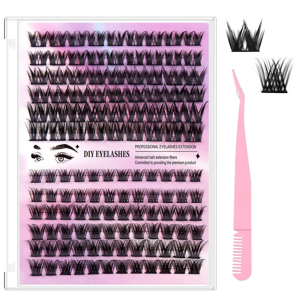 12-Row DIY Eyelash Set with D&K True Eyeliner - Image 2