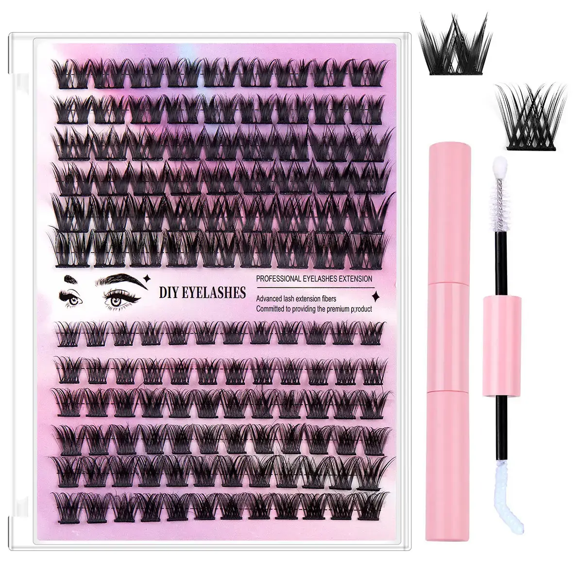 12-Row DIY Eyelash Set with D&K True Eyeliner - Image 4