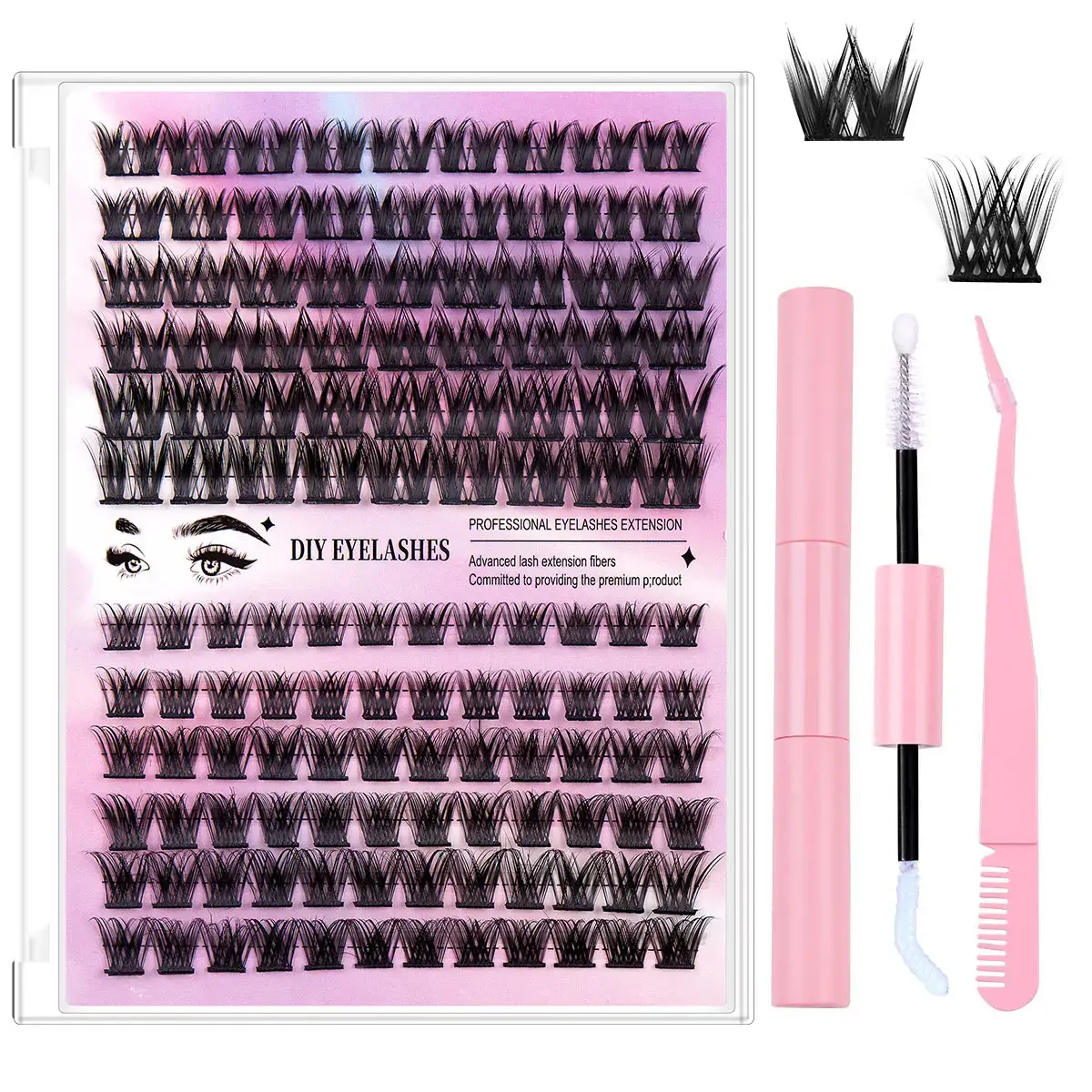 12-Row DIY Eyelash Set with D&K True Eyeliner - Image 5