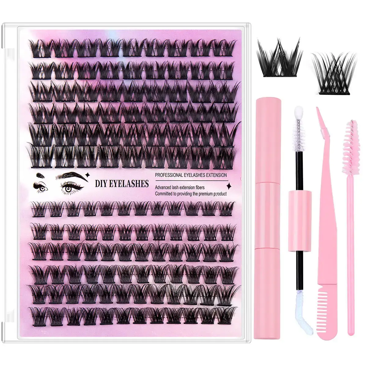 12-Row DIY Eyelash Set with D&K True Eyeliner - Image 6