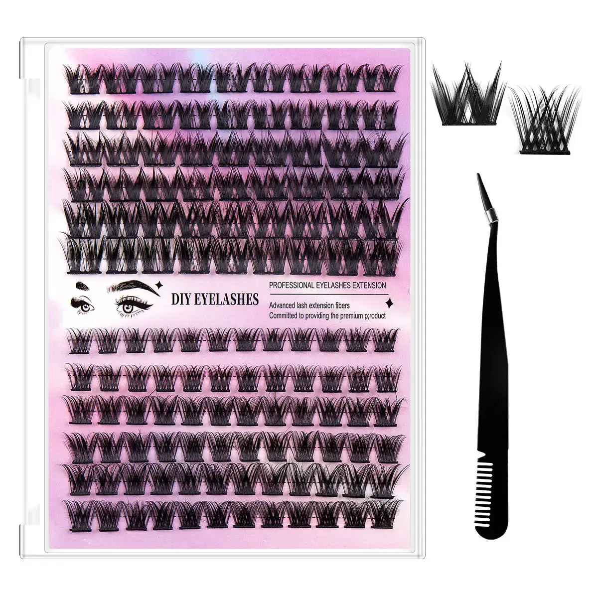 12-Row DIY Eyelash Set with D&K True Eyeliner - Image 7
