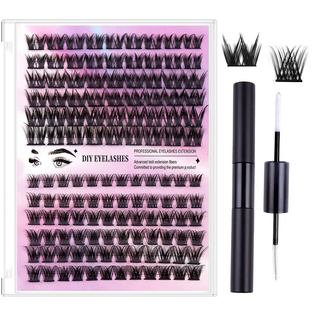 12-Row DIY Eyelash Set with D&K True Eyeliner - Image 9