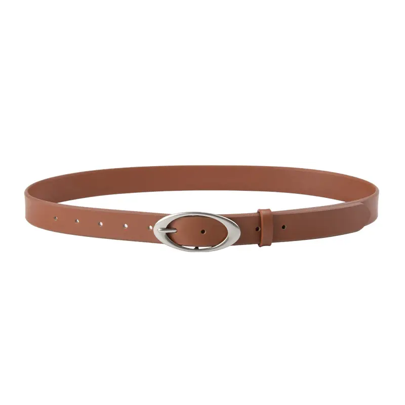 Women's Genuine Leather Belt Brown with Buckle - Image 11