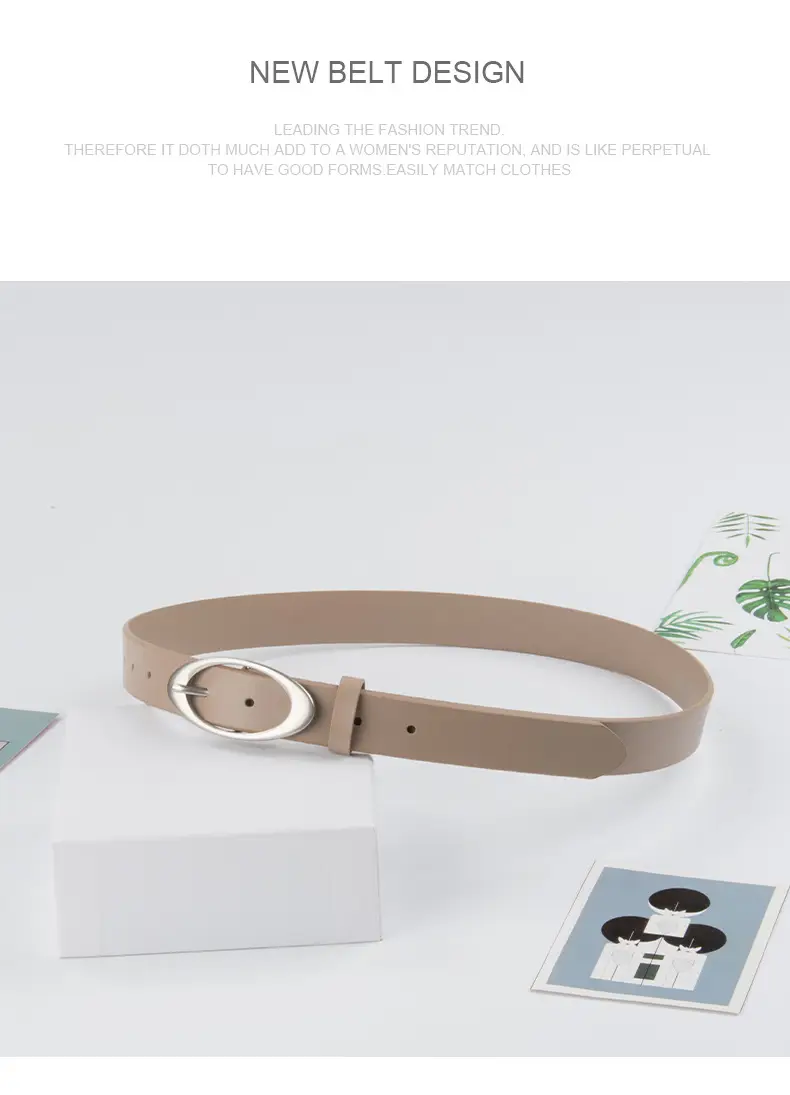 Women's Genuine Leather Belt Brown with Buckle — feature 11