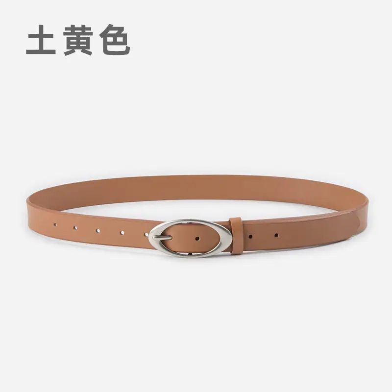 Women's Genuine Leather Belt Brown with Buckle - Image 2