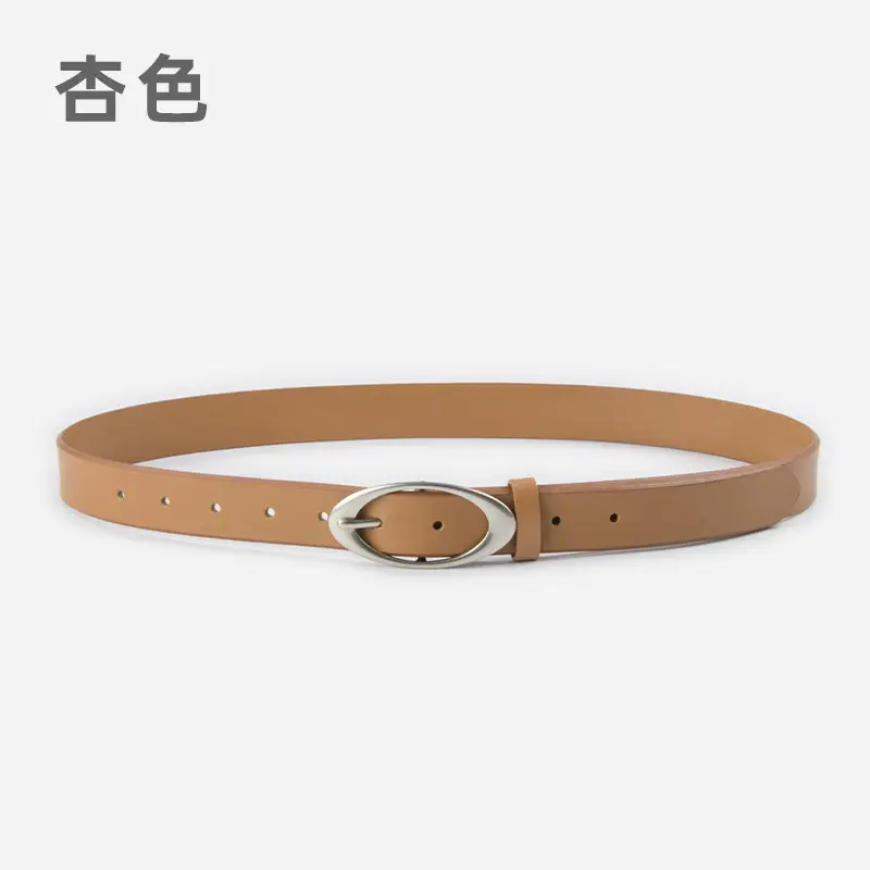 Women's Genuine Leather Belt Brown with Buckle - Image 6