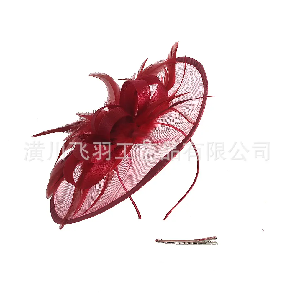 Purple Mesh Feather Hat for Women - Image 13
