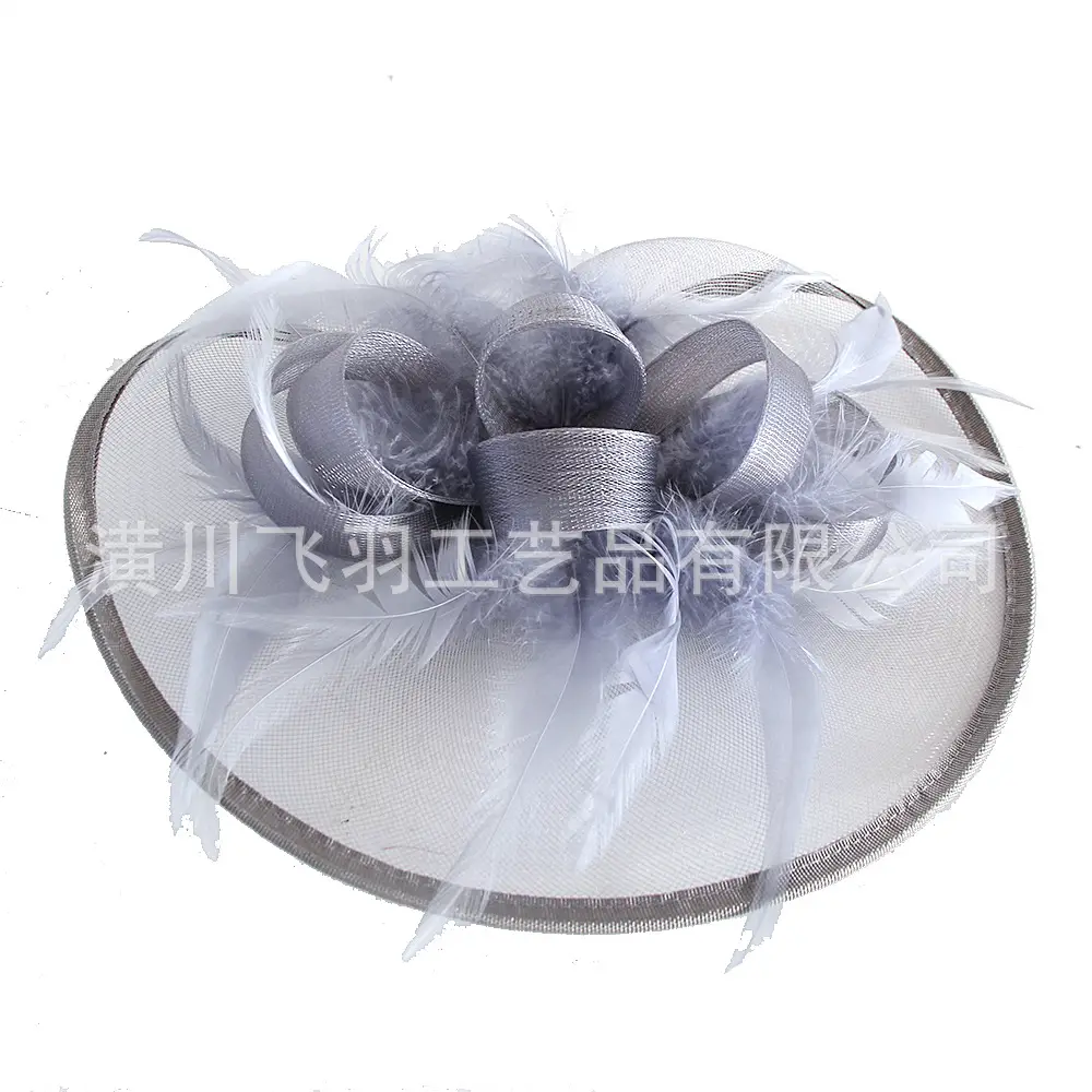 Purple Mesh Feather Hat for Women - Image 9
