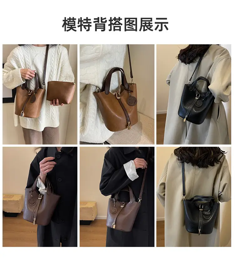 Brown Leather Crossbody Bag Large Capacity Vintage Feel — feature 12