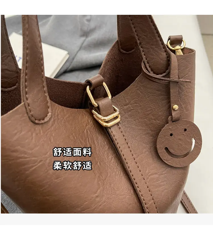 Brown Leather Crossbody Bag Large Capacity Vintage Feel — feature 17