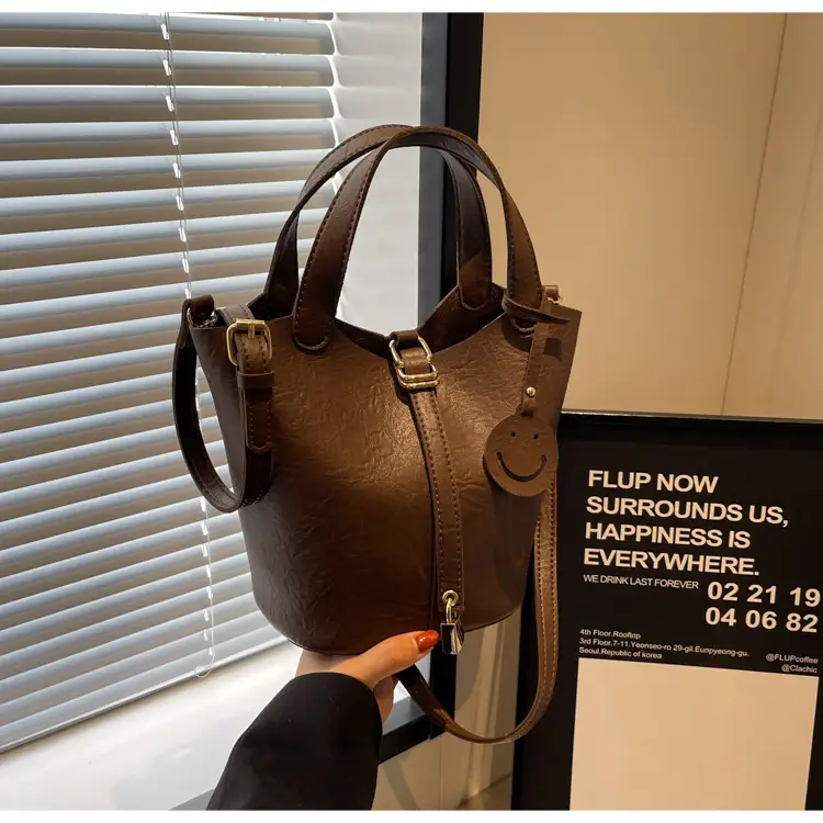 Brown Leather Crossbody Bag Large Capacity Vintage Feel — feature 21