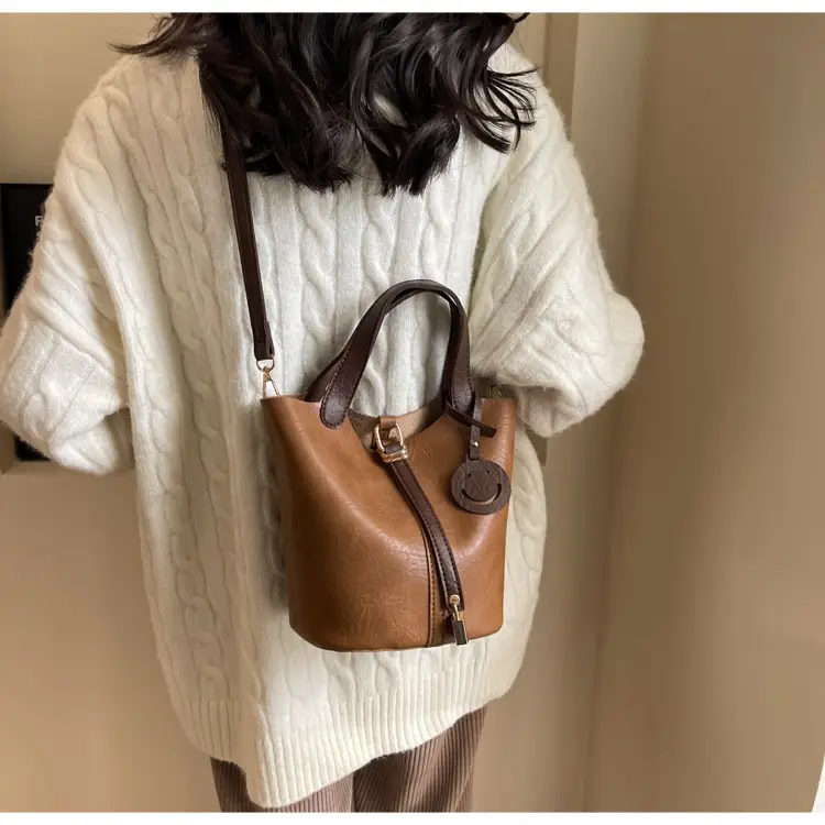 Brown Leather Crossbody Bag Large Capacity Vintage Feel — feature 30