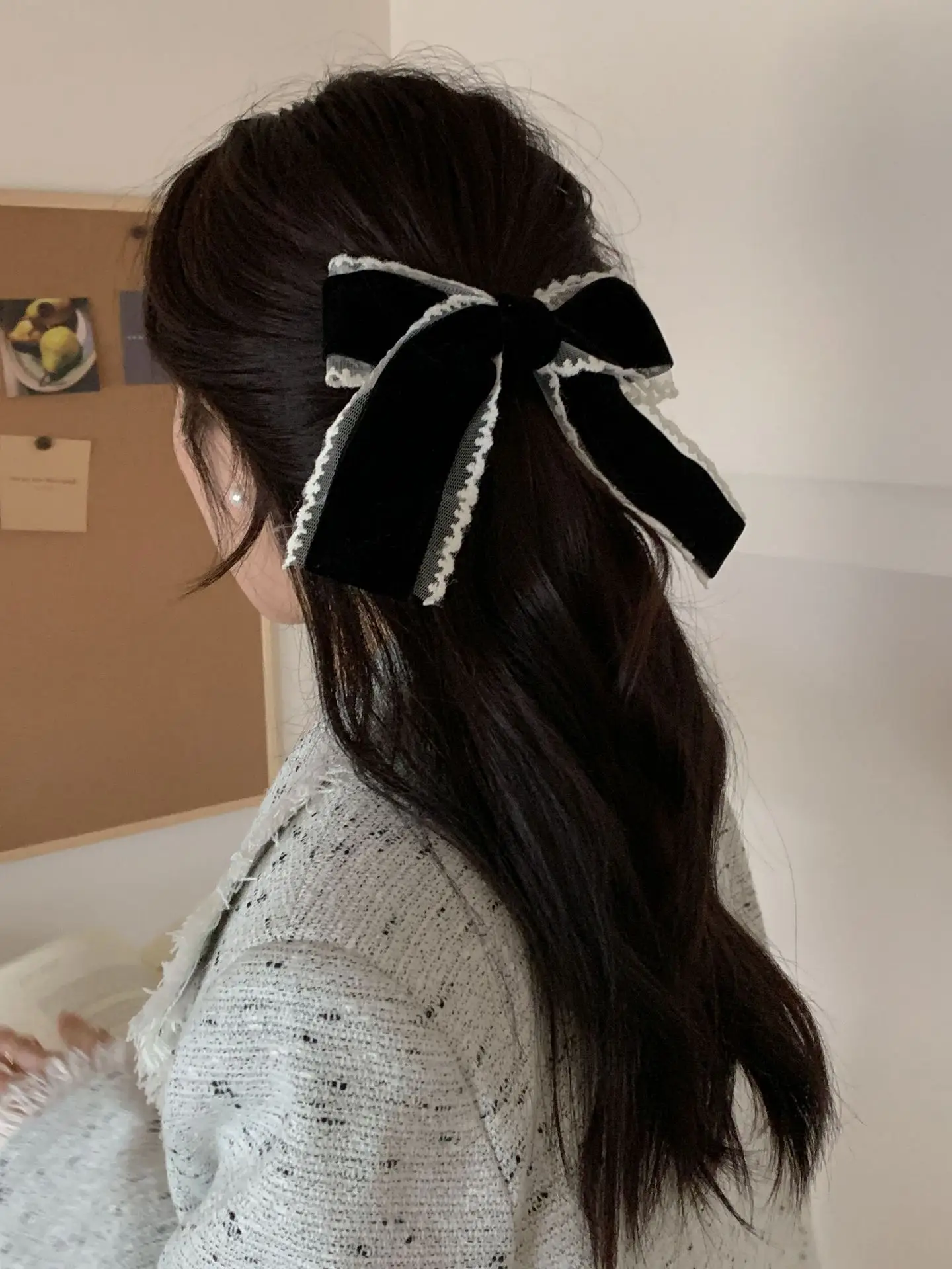 Black Lace Velvet Bow Hairpin for Girls — feature 6