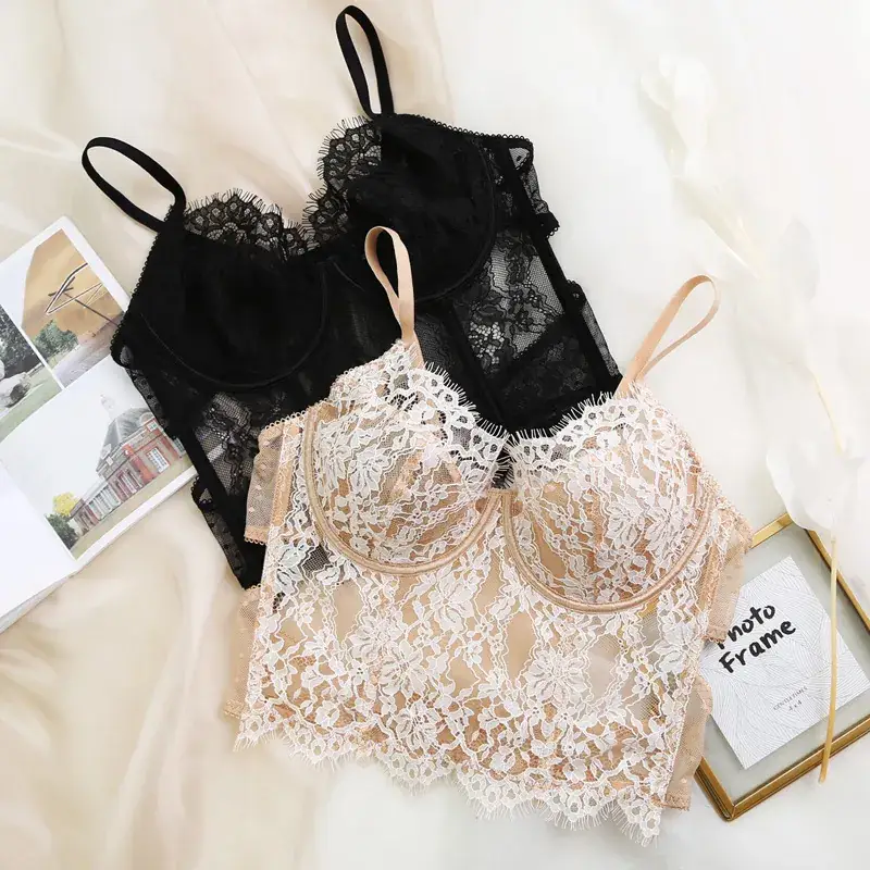 Ultra-Thin Cross-Lace Bra with See-Through Design - Image 4